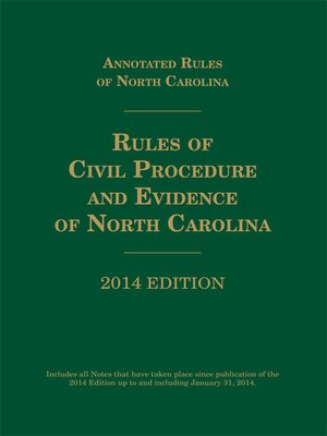 cover image of Rules of Civil Procedure and Evidence of North Carolina